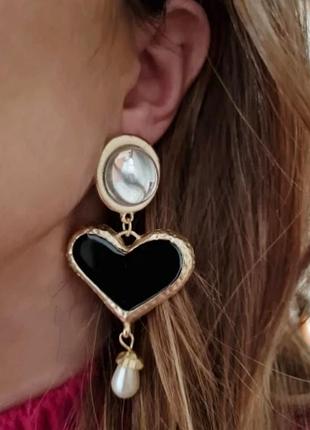 Сережки чорне серце 🖤 4