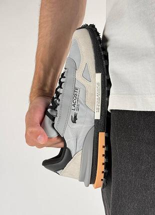 Мужские кроссовки lacoste elite active light grey black