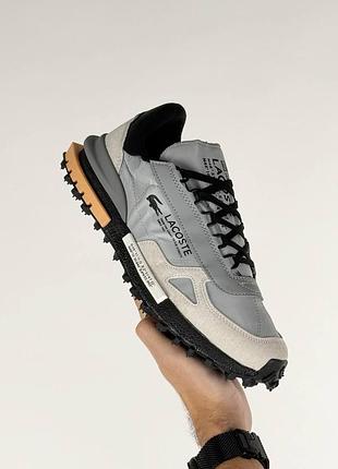 Мужские кроссовки lacoste elite active light grey black 2