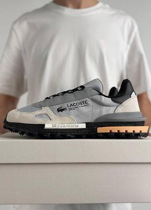 Мужские кроссовки lacoste elite active light grey black 7