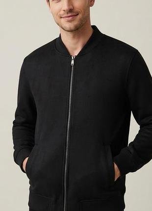 Мужской стильный бомбер primark под замшу, черный, размер m, l, 2xl