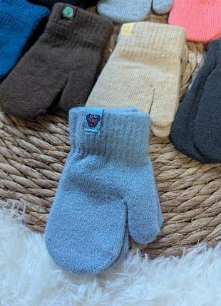 🧤 детские перчатки 2-4 годика.варежки голубой