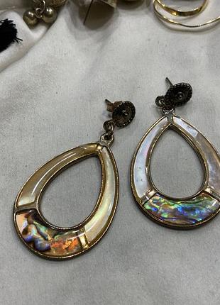 🌟✨ винтажные серьги-капли с перламутром и гелиотисом (abalone shell) в стиле boho / western elegance 🐚✨