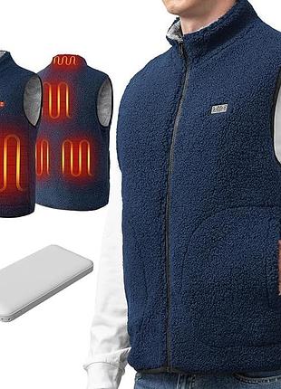 Жилет с подогревом labcool xl-2xl с павербанком 10000 ма для мужчин и женщин - изготовлен из мягкого флиса - usb
