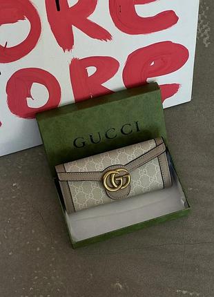 Женский кожаный кошелек конверт 20х10 см с визитницей портмоне gucci в коробочке бумажник от гуччи