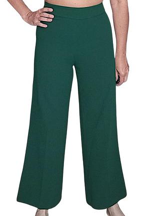 Брюки брюки женские прямые широкие палаццо zara xs s высокая посадка темно зеленые изумрудные
