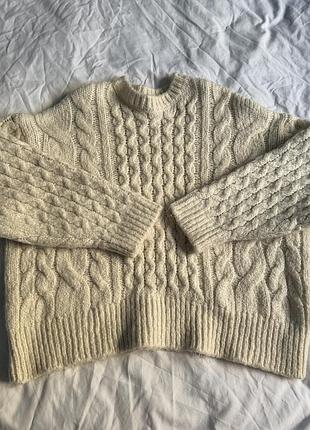 Новый свитер zara молочного цвета, размер m, 61% cotton