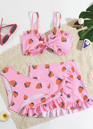 👙🍓 яскравий дитячий купальник із полуничками 🍓👙