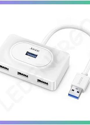 Usb-хаб jasoz hub 4usb3.0 4 порти usb 3.0 білий кабель 0.3 м для комп'ютера та ноутбука sku_cn12046