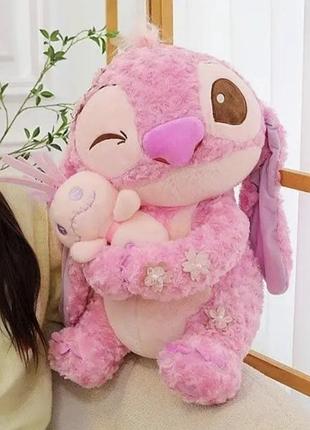 Мягкая игрушка крупная плюшевая стич с куколкой 43 см