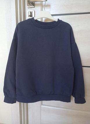 Модный оверсайз oversize фирменный теплый свитшот свитер свитшот свитшор школьная кофта джемпер школьный брендовый для мальчика 10 лет 140 как новый