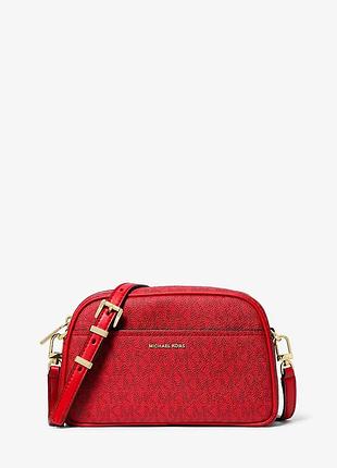 Женская сумка кросс-боди michael kors (197853978706) jet set small signature logo camera crossbody красная