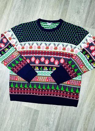 Чоловічий теплий светр із принтом, розмір xxl.