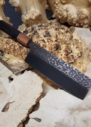 Кухонный нож накири aus-8 17 см, падук и черный орех