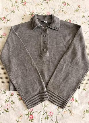 Сірий в'язаний светр-поло h&m (розмір xs)
