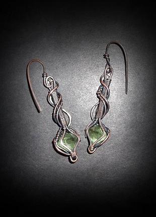 Медные серьги с флюоритами 10
