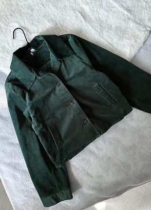 Зелена вельветова куртка h&m 2