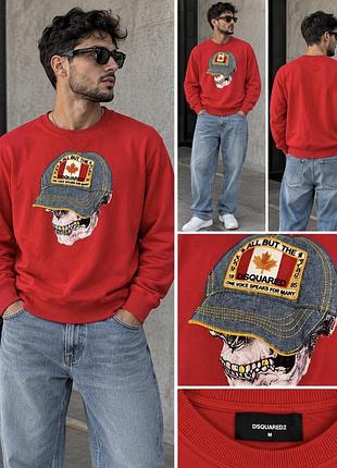 Світшот dsquared2 червоний з принтом 💀🇨🇦