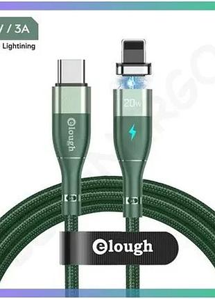 Магнітний кабель elough 14 contact 3a type c lightning 0.5 м зелений для швидкої зарядки iphone та ipa sku_cn13796