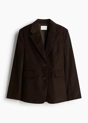 Коричневий вельветовий піджак h&m