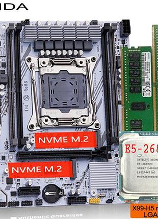 Комплект материнская плата qiyida x99 h5 lga 2011-3 + процессор 2680v4 (14 ядер / 28 потоков) + озу 16 гб