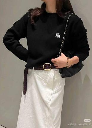 Тонкий шерстяний светр чорний loewe