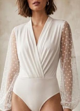 Стильное белое боди новое, boohoo, u9 12, eu 40,m