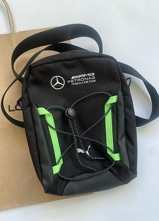 Оригинальная спортивная сумка через плечо puma mercedes-amg petronas f1 / мессенджер пума мерседес