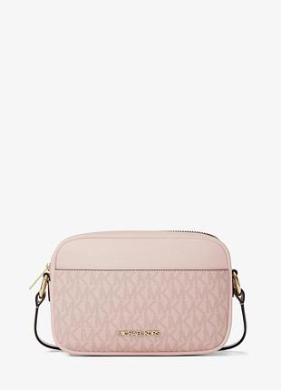 Женская сумка кросс-боди michael kors (199125031836) jet small signature logo camera crossbody розовая