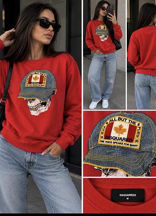 Світшот dsquared2 червоний з принтом 💀🇨🇦 3