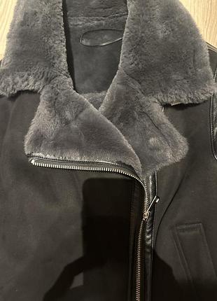 Ультрастильна дубленка-авіатор zara (чорна, в ідеалі) 2