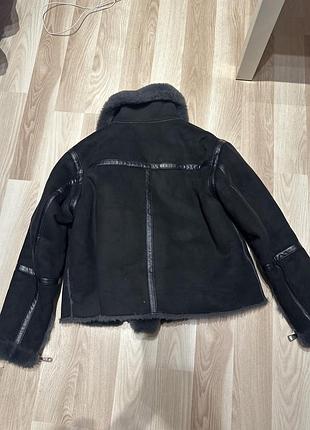 Ультрастильна дубленка-авіатор zara (чорна, в ідеалі) 5