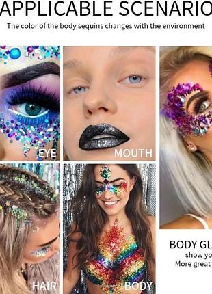 Гллиттер глиттер блестки для лица тела волос 3