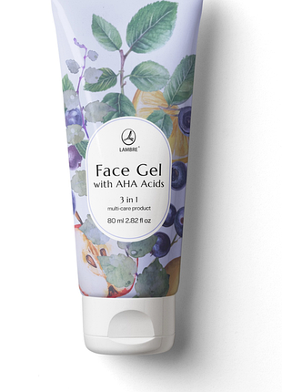 Отшелушивающий и очищающий гель / lambre aha face cleanser 3 in 1 / кислотный пилинг ламбре