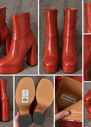 River island лаковані чоботи на платформі та підборах