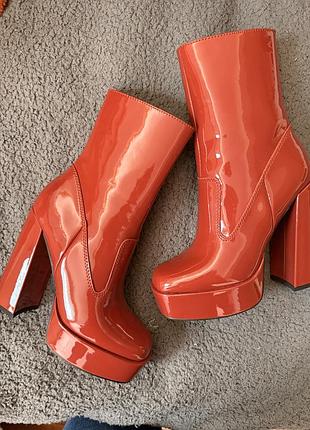 River island лаковані чоботи на платформі та підборах 6