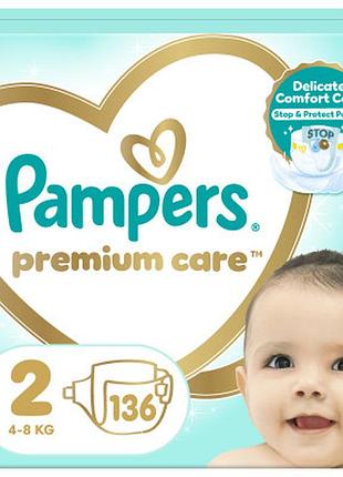 Підгузки pampers premium care розмір 2 (4-8 кг) 136 шт (8006540855812)