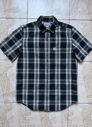 Рубашка rare y2k carhartt ss essential open collar plaid shirt workwear check size s