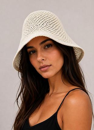 🧢 женская летняя панама молочный