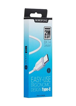 Кабель usb borofone bx14 usb - type c 2 м. білий 2
