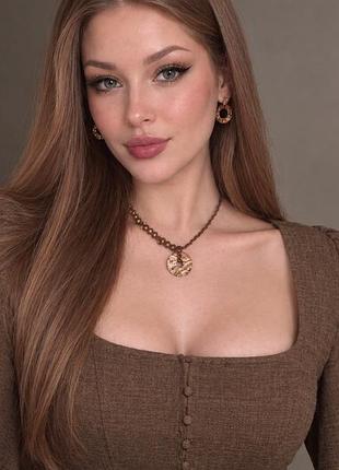 Авторский чокер в стиле бохо с пейзажной яшмой.