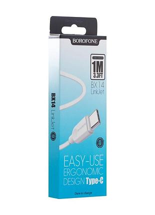 Кабель borofone bx14 usb - type c 2.4a max 1 m белый 2