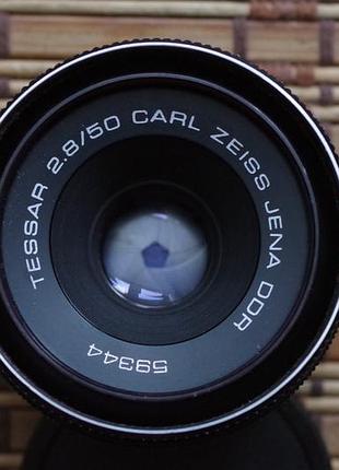 Объектив carl zeiss jena tessar 50mm 2.8 м42 + крышка