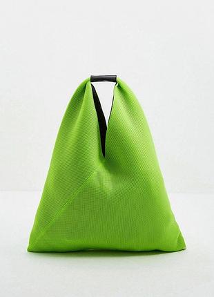Mm6 maison margiela японська сітчаста сумка-тоут середнього розміру зеленого кольору
