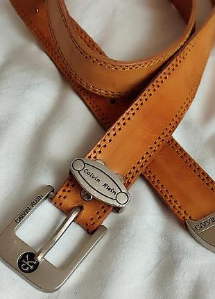 Классный кожаный ремень пояс calvin klein