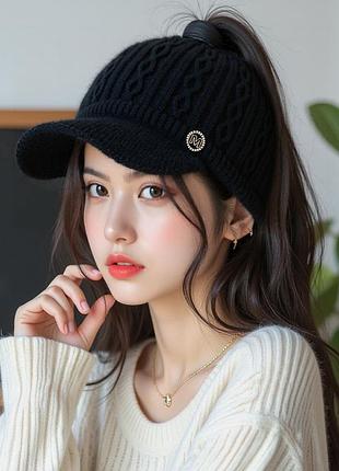 🧢✨ теплий вовняний козирок на підкладці🍂❄️ чорний
