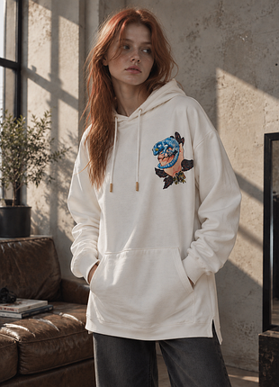Довге худі з блакитним хамелеоном (oversize)
