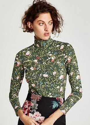 Водолазка zara, лонгслив, кофта, гольф у квітковий принт