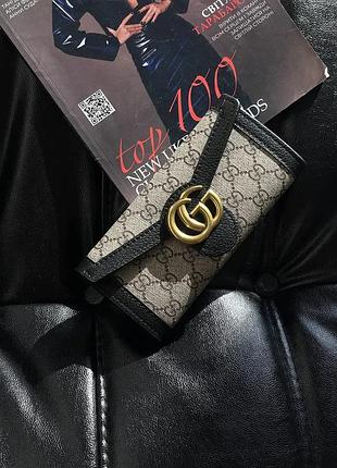 Женский кожаный кошелек конверт 20х10 см с визитницей портмоне gucci в коробочке бумажник от гуччи