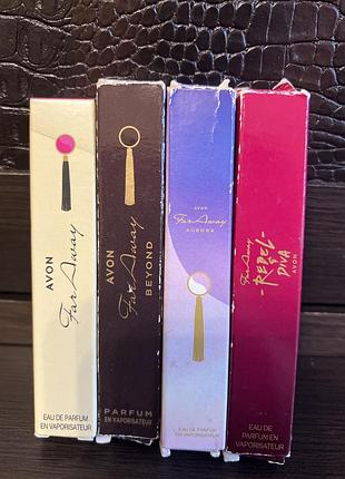 Лот 4 штуки парфуми, духи avon avon far away, avon far away beyond, avon far away aurora, avon far away rebel & diva